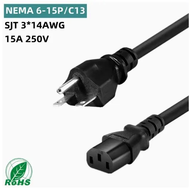 

1,8 метра (6 футов) Nema 6-15P — IEC60320 C13, 3-контактный шнур питания для тяжелых условий эксплуатации, кабель питания 15 А, 250 В для цифрового балласта