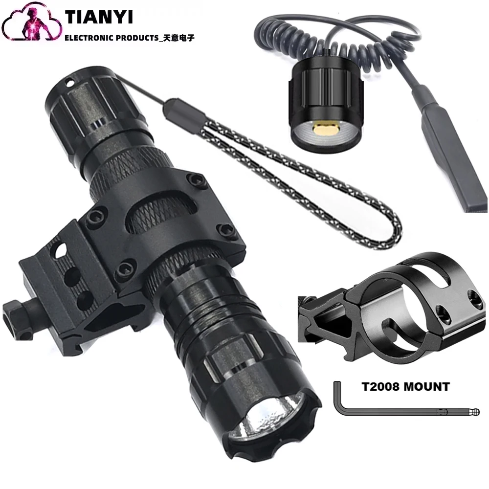 

501B 4 Colors Professional Hunting Flashlight Set Green Red White UV 395nm Lantern Tactical 1-Mode Torch Power by 18650 Battery