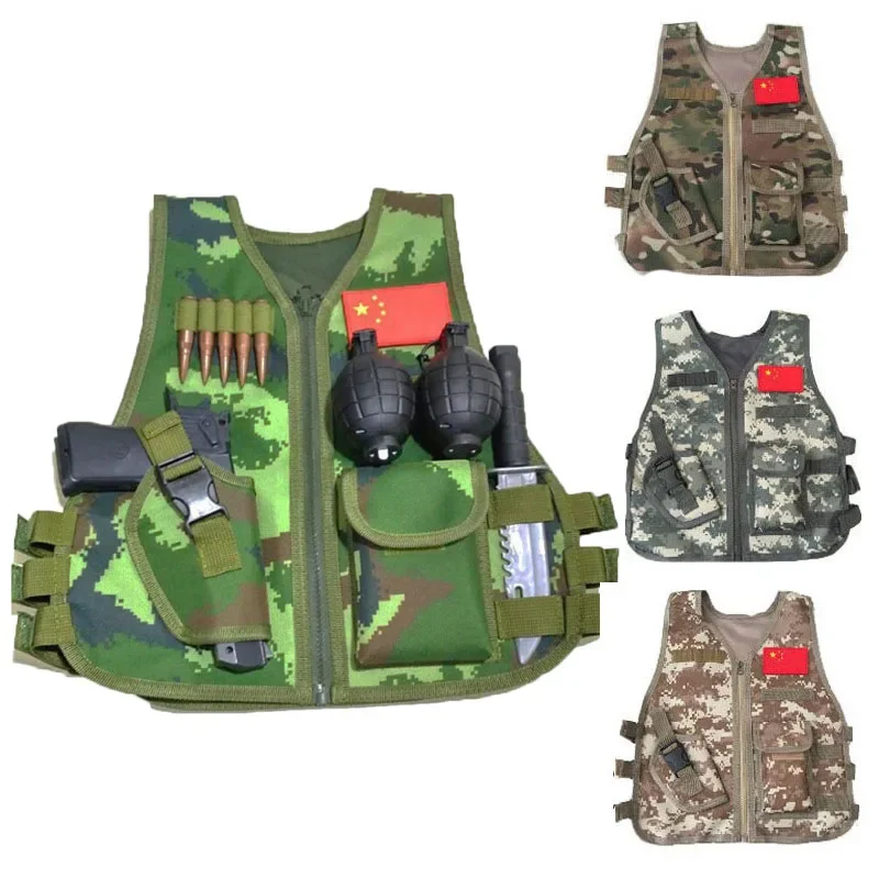 Kids Camouflage Sniper Vest Children CS Game Hunting Clothes Children Cosplay Costume Airsoft Sniper Uniform