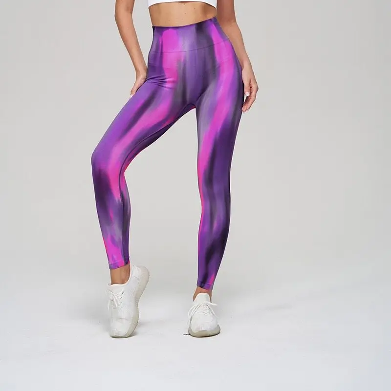 New Style Tie Dye Yoga hosen Frauen nahtlose hohe Taille Pfirsich Hüfte Fitness Leggings schnell getrocknete Sport Leggings Yoga Kleidung