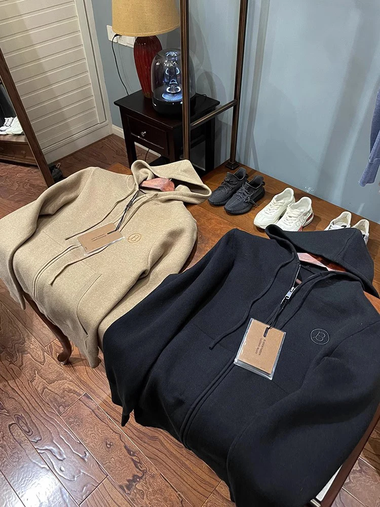 

Thiened Soft Knitted Men's Full Wool Sweater Autumn Winter Warm Close-Fitting Zipper Closure Casual Sle Long Sve Coat