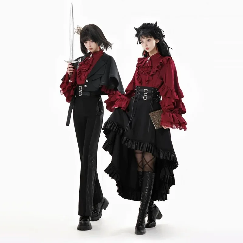 

Модная винтажная белая рубашка в стиле Лолиты для женщин, весна-осень 2021, новые универсальные топы Mujer Y2k, блузки с воротником-стойкой и длинными рукавами