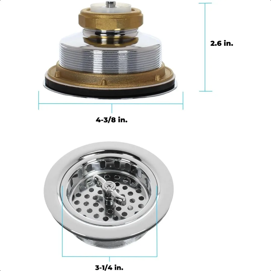 3,5 Сливная сборка раковины с поворотным замком, сетчатый фильтр для корзины, твердая латунь, полированный хром