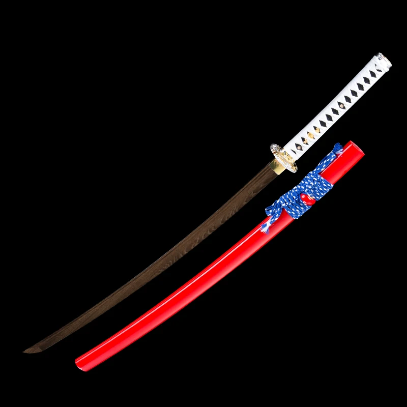 Wooden Japanese Katana Rosewood Blade Red Color Saya Handmade Samurai Sword Ready For Training Laito Use Cosplay Toy Swords