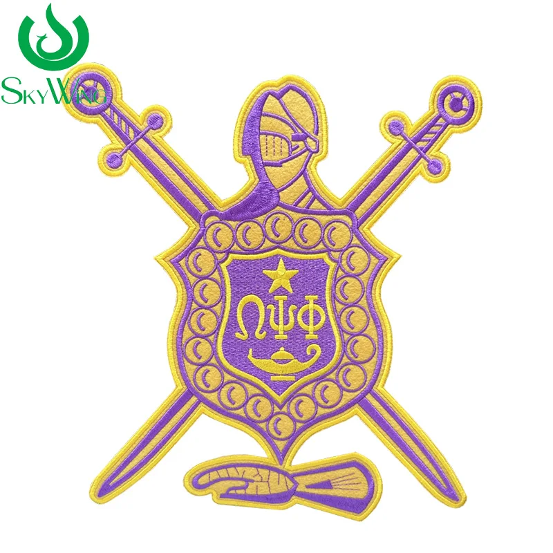 1911 omega Psi Phi (ΩΨΦ) Fraternity embroidery Patches for Purple and Gold Sweater/Cardigan