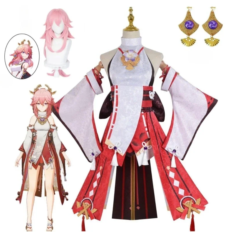 

Genshin impact Yae Miko cosplay costume guuji Yae fancy outfits guuji full set guuji Yae dress headwear game suit