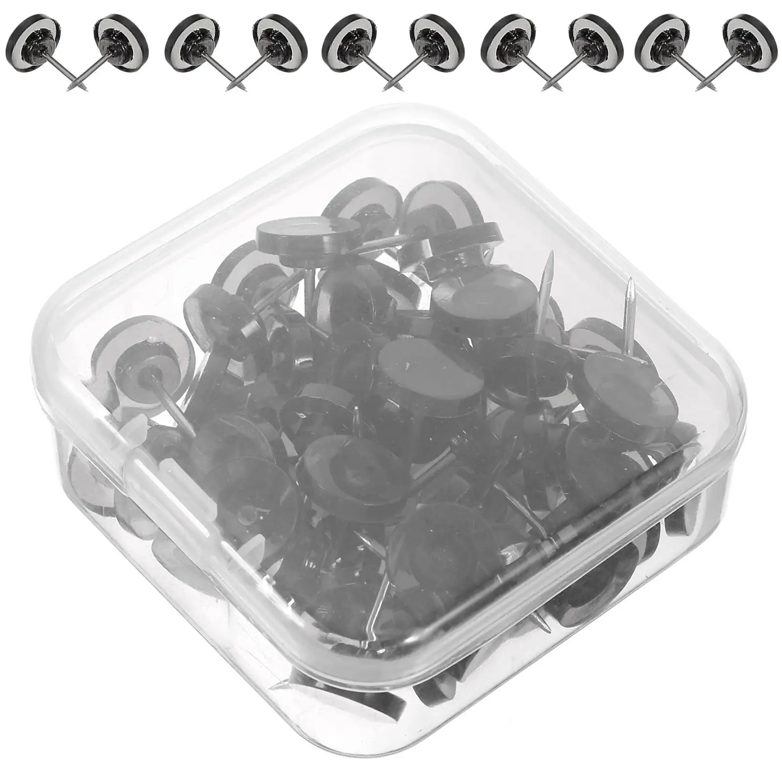 

50pcs Circular Positioning Pins Black Transparent Thumbtacks Wear Resistant Craft Supplies Map Markers Office