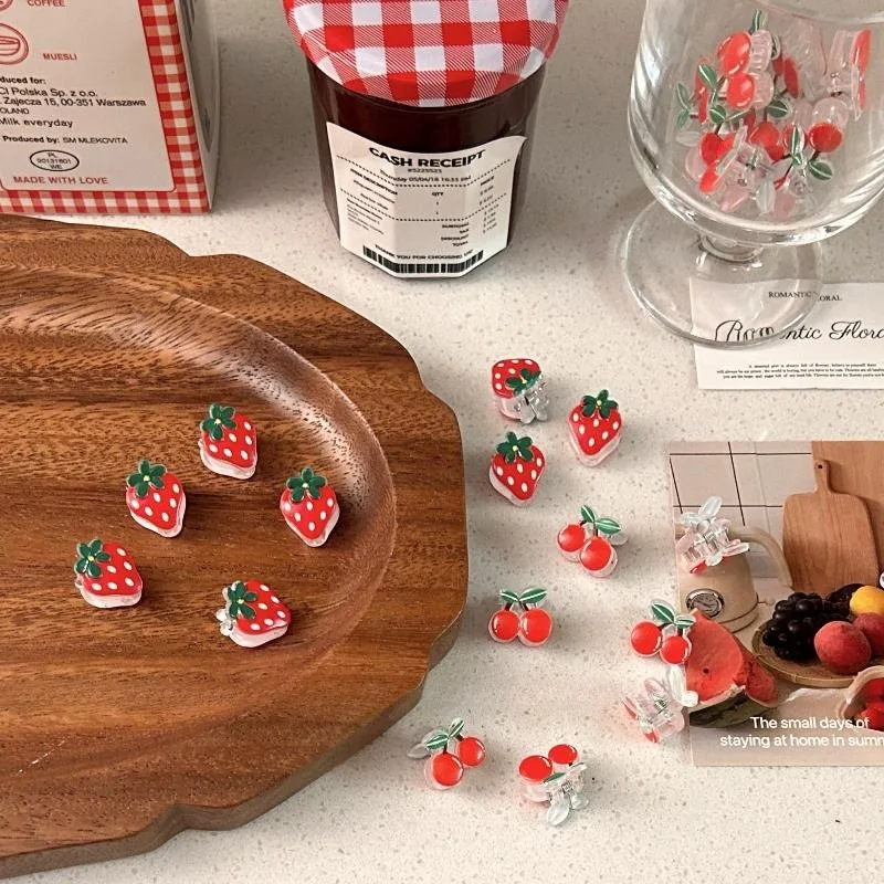 10 Stück/Set Supersüße Damen-Haaraccessoires, Frucht-Erdbeer-Kirsch-Mini-Haarklammern, Sommer-Stil Kleine Haarspangen, Neue Mädchen-Kopfschmuck – Detail 4