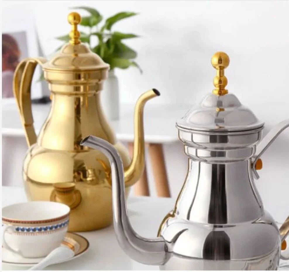 1.5L Stainless Steel Teapot Restaurant Retro Royal Teapot With Tea Strainer Long Spout Pot For Tea Brewing In Mug Tea Infuser