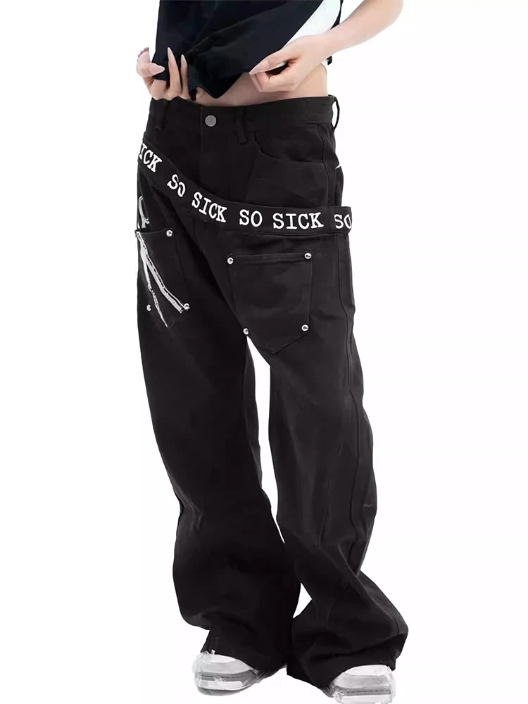 

Women's Baggy Jean Designer Abi Dark Academia Harajuku Grunge Jeans Y2k Japanese Denim Pants Goblin Core Design Cyber Punk New