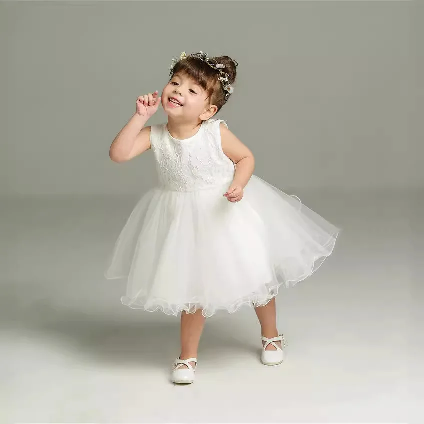 Lovely Two-Piece Baby Girl's One-Year-Old Birthday Gown Princess Puff Dress 3650
