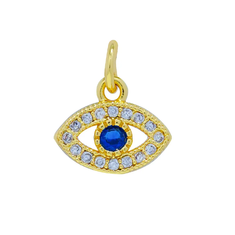 White Cubic Zirconia Stone Gold-Plated Brass Evil Eye Plane Snake Smile Face Cross Moon Pendant For Necklace Jewelry Findings