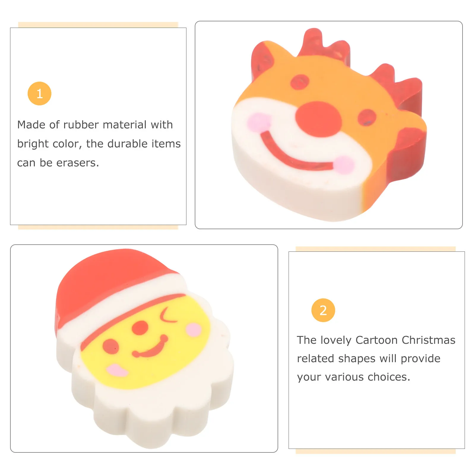 

10 шт. рождественских ластиков высокого качества в форме мультяшного оленя, подарки на Рождество, призы для вечеринок, школьные принадлежности, школьные ластики