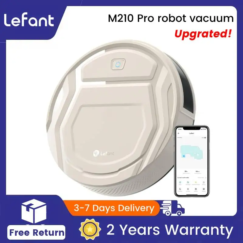 Lefant Robot Vacuum M210 Pro, 2200Pa Suction,120 Mins Runtime, Self-Charging,APP/Voice/WiFi Control, Ideal for Pet Hair,Carpet