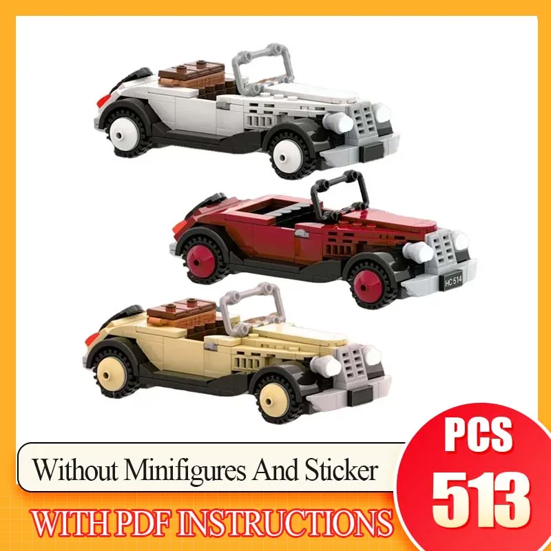 

1920 Vintage Classic Convertible Car Model Moc Building Blocks Technical Bricks DIY Assembly Vehicle Toys For Kids Child