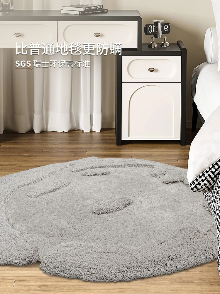 Modern Luxury Living Room Round Carpet Soft Plush Thick Floor Area Rug Solid Color Fluffy Winter Warm Bedroom Kid Room Rug Mat