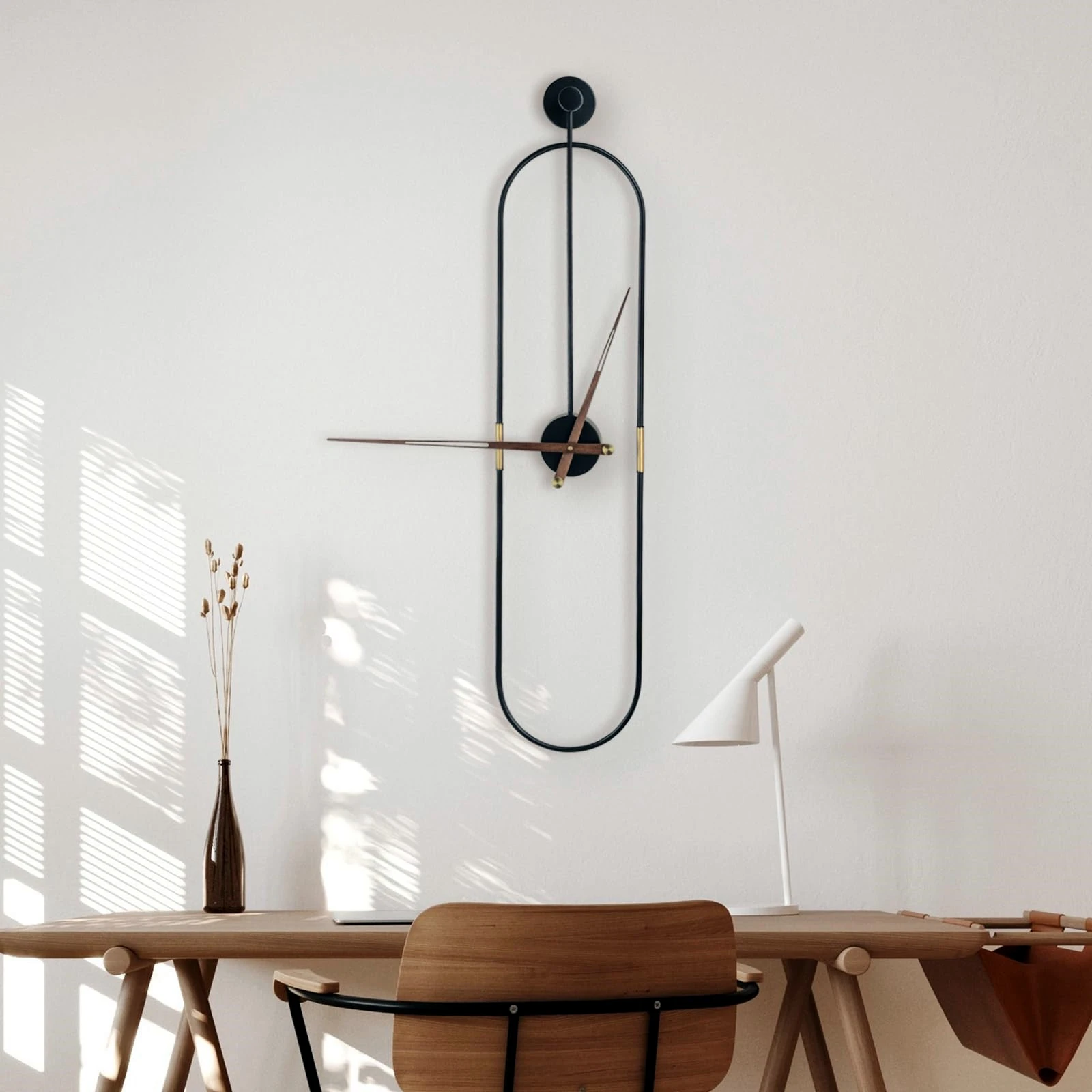 Modern Oval Wall Clock Large Mute Wall Clock with Walnut Pointers For Living Room  Bedroom Kitchen Office Hotel Home Decor Gifts