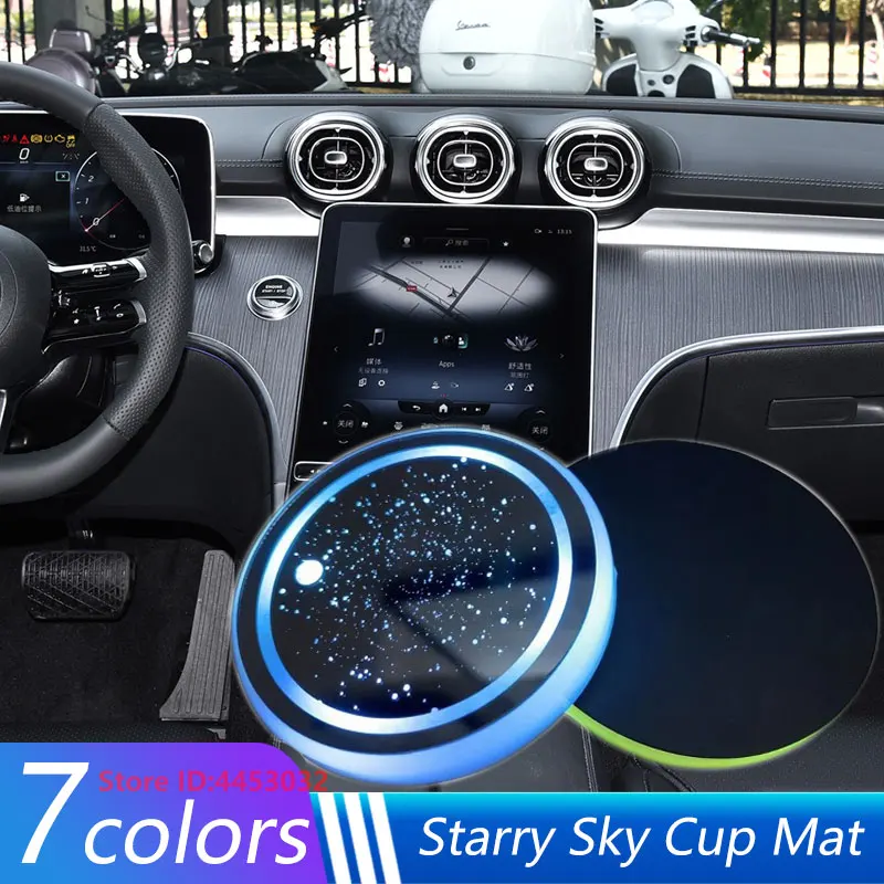 1 PCS Led Car Cup Holder Light For Mercedes Benz w169 w245 w203 w204 w211 w220 R171 7 Colors Coaster Photoinduction Accessories