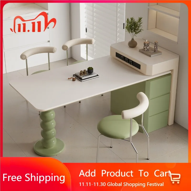 

Nordic Modern Dining Table Restaurant Extendable Luxury Designer Lslands Beauty Salon Nail Salon Rangement Auxiliary Furniture