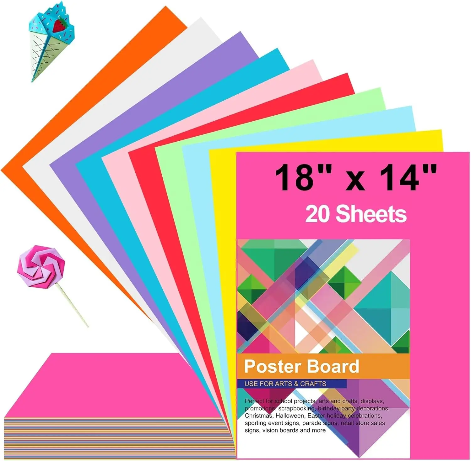 

20 Pack Poster Board 14x18in Colorful Paper for School Projects, Arts, Crafts, Signs, Vision Board