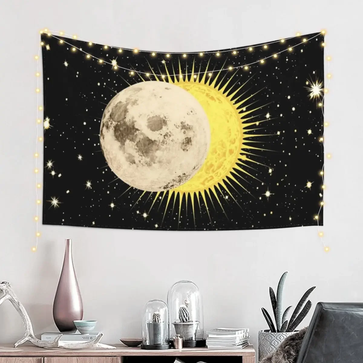 Imminent Eclipse / Sun Moon & Stars Space Astronomy Tapestry Room Decorations House Decor Decorative Wall Tapestry