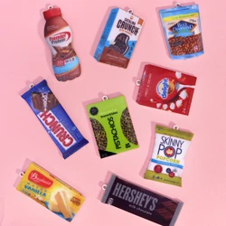 9pcs/set 2D food coated with glossy oil, snacks, candies, chocolate, ice cream, nuts, cute hip-hop acrylic accessories