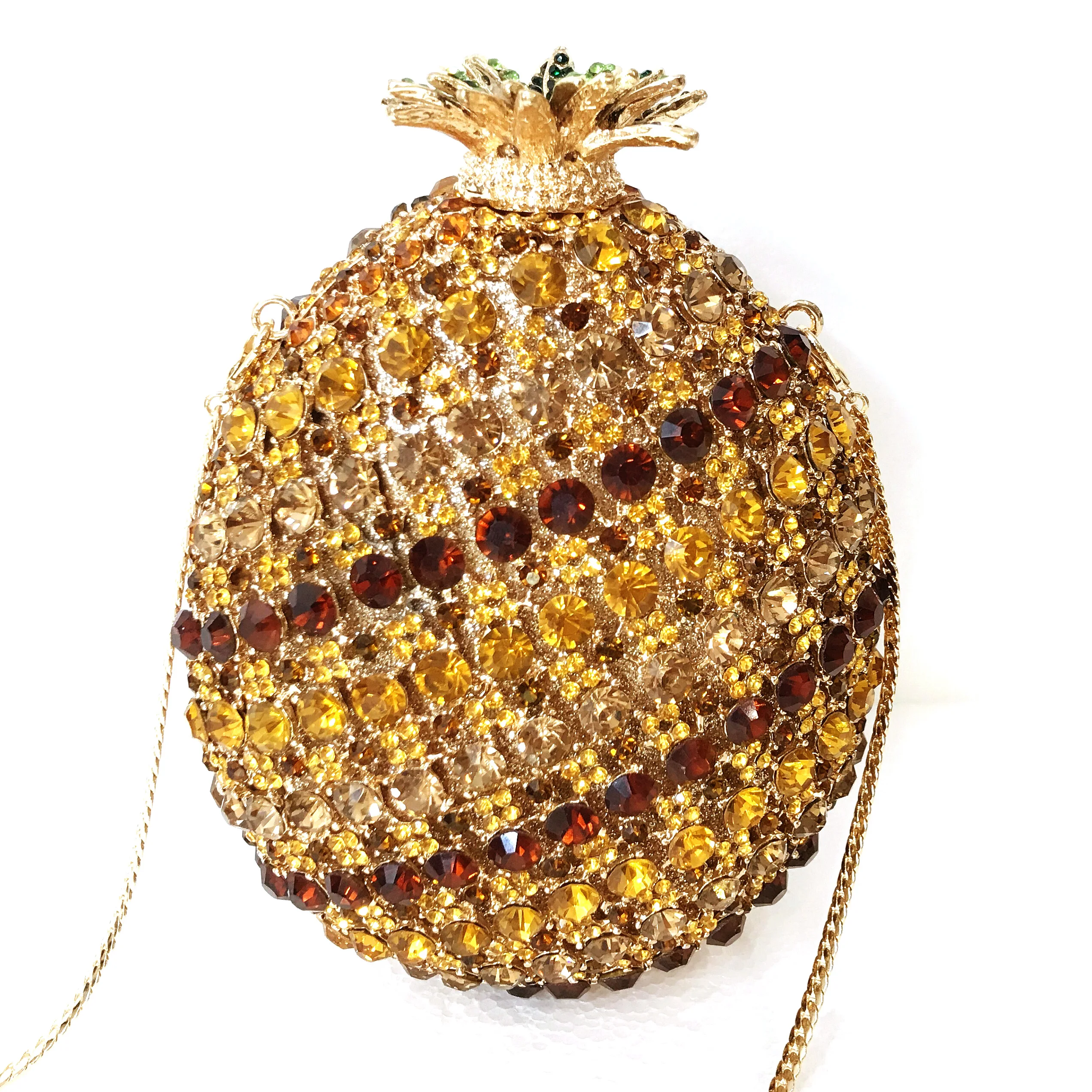 

China Factory Wholesales Luxury Crystal Rhinestone Clutch Evening Bag Wedding Party Diamond Pineapple Minaudiere Purse