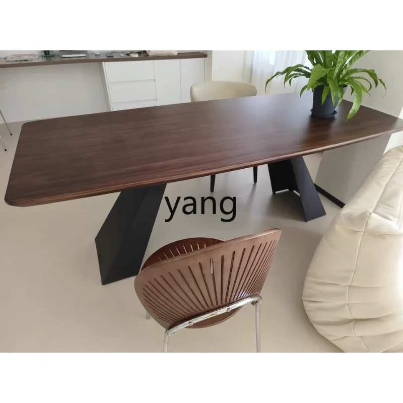 LH solid wood dining table walnut color dining table living room modern negotiation light luxury desk