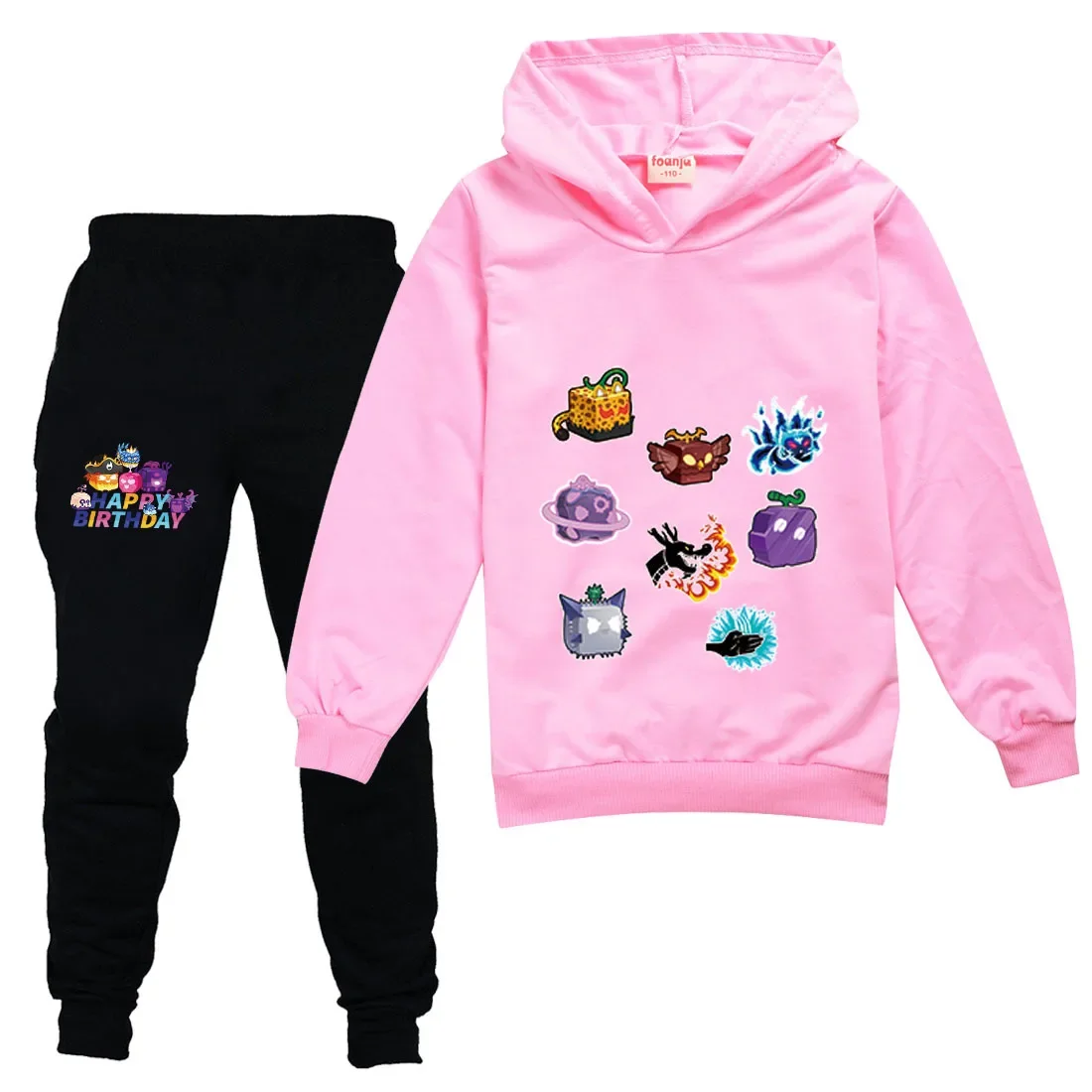 Il più nuovo gioco Blox Fruits Vestiti Bambini Casual Felpe con cappuccio Pantaloni 2 pezzi Vestito Baby Girl Outfit Set Adolescente Ragazzi Tuta