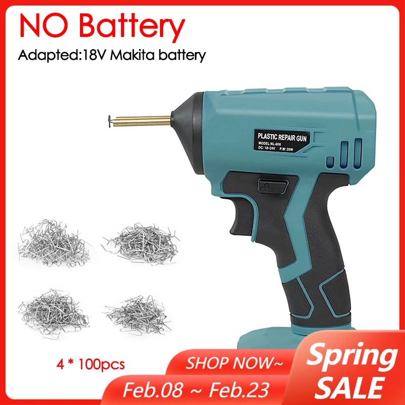 

Беспроводной сварочный аппарат для пластика + 400 шт. гвоздей, панель кузова автомобиля, сварочный пистолет для ремонта трещин, горячий степлер, сварочный аппарат для Makita (БЕЗ батареи)