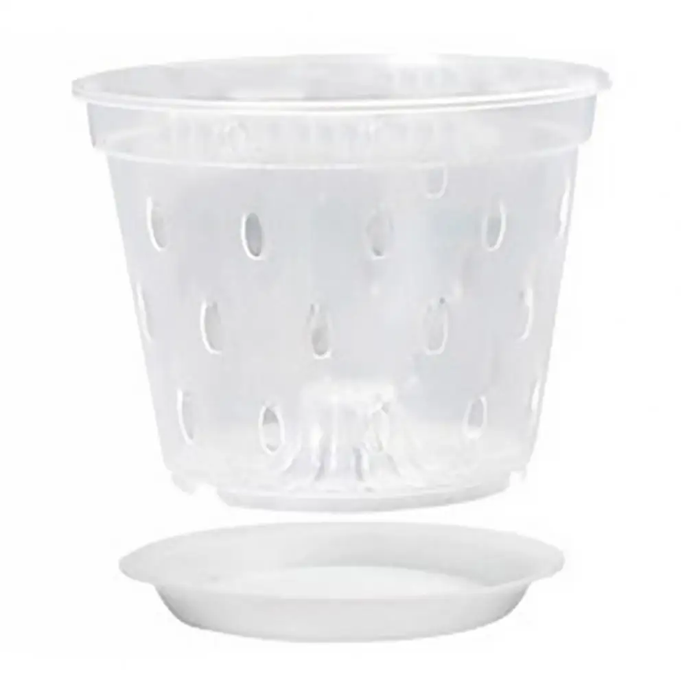 Flowerpots Transparent Flowerpots Transparent Orchid Pots with Side Holes Trays Reusable Plastic Planters for Flowers Widely