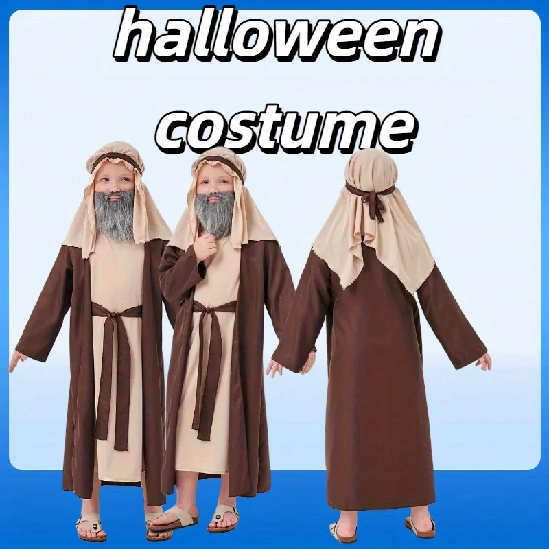 الكشمير البني البدوي رداء الراعي الموظفين الدعامة هالوين تأثيري أداء زي