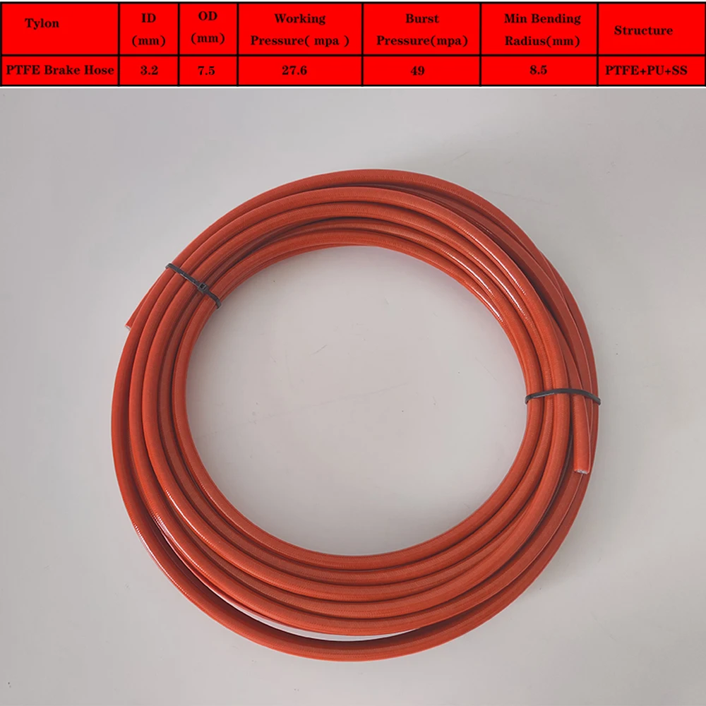 AN3 PTFE Orange Universal Racing/Motorcycle Brake Line Motorcycle Dirt Bike Braided Steel Hydraulic Reinforce Clutch Oil Hose 1M