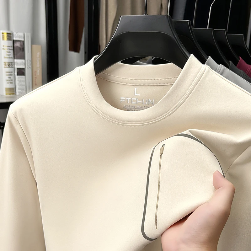 

Premium fashion men's long sleeve T-shirt soft comfort velvet sweater autumn winter warm Korean style casual round neck pullover