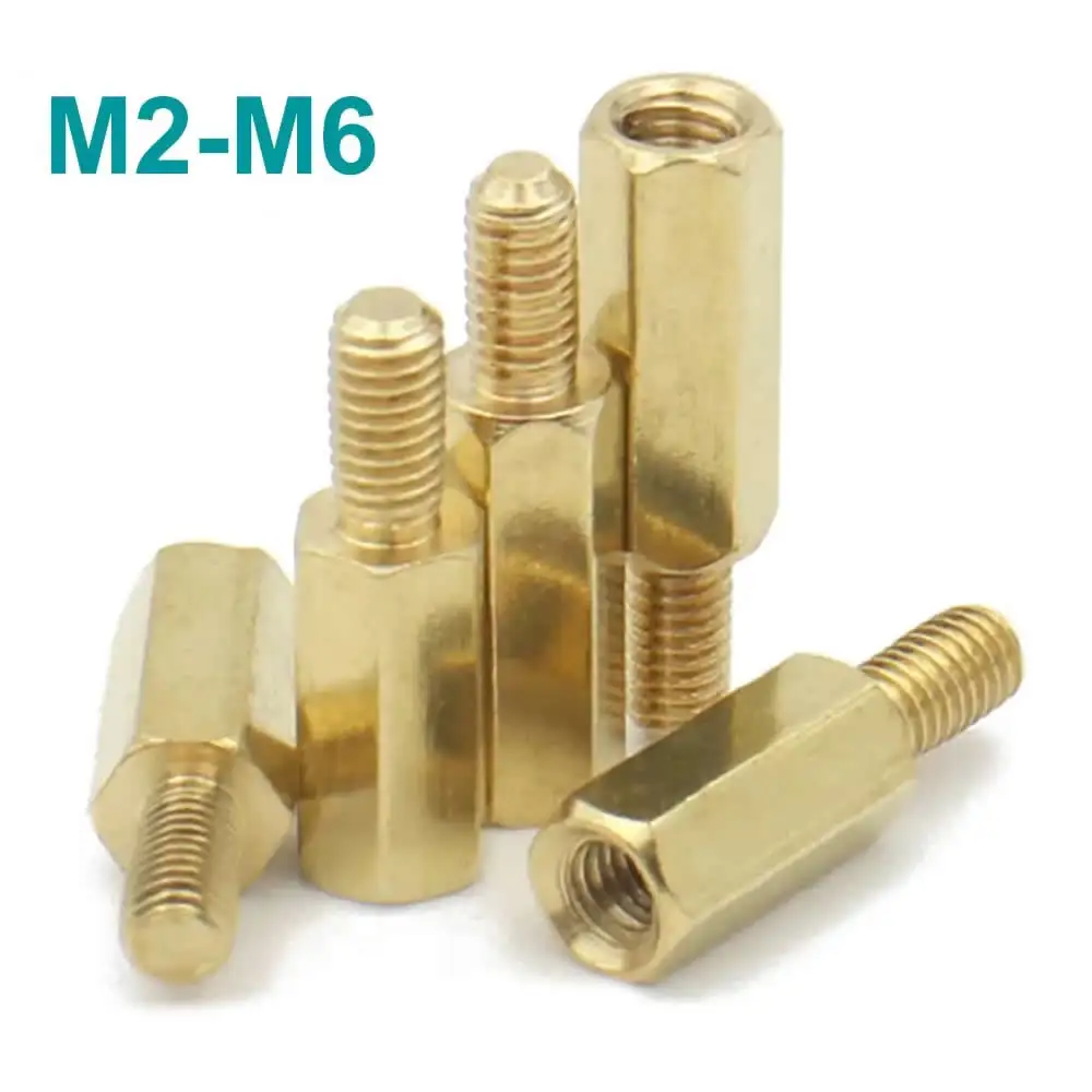5/50pc Solid Brass Copper M2 M2.5 M3 M4 Hex Standoff Hexagon Pillar M-F F-F Male-Female Female Spacer for PCB Board Motherboard