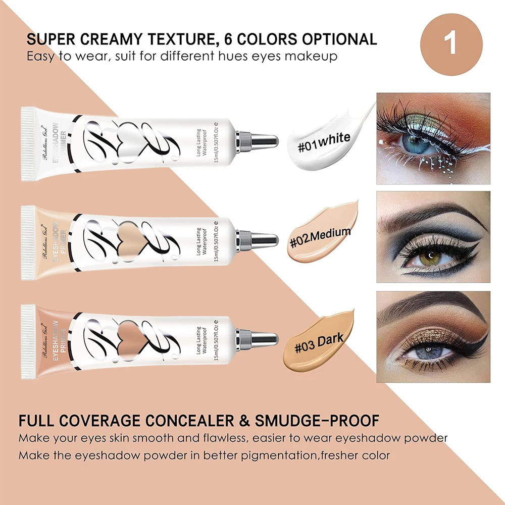 6 Colors Matt Eye Shadow Primer Suitable for Oily Eyelids Waterproof Durable Cream Liquid Eye Shadow Suitable for All Eye Shadow