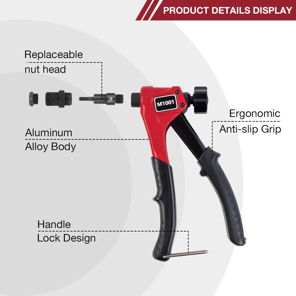 手動リベットナットガン、M3 M4 M5 M6 家庭用多仕様リベッティングマシン、ポータブル多機能リベッティングツール、インサートリベットナットクイックリベッティングツール