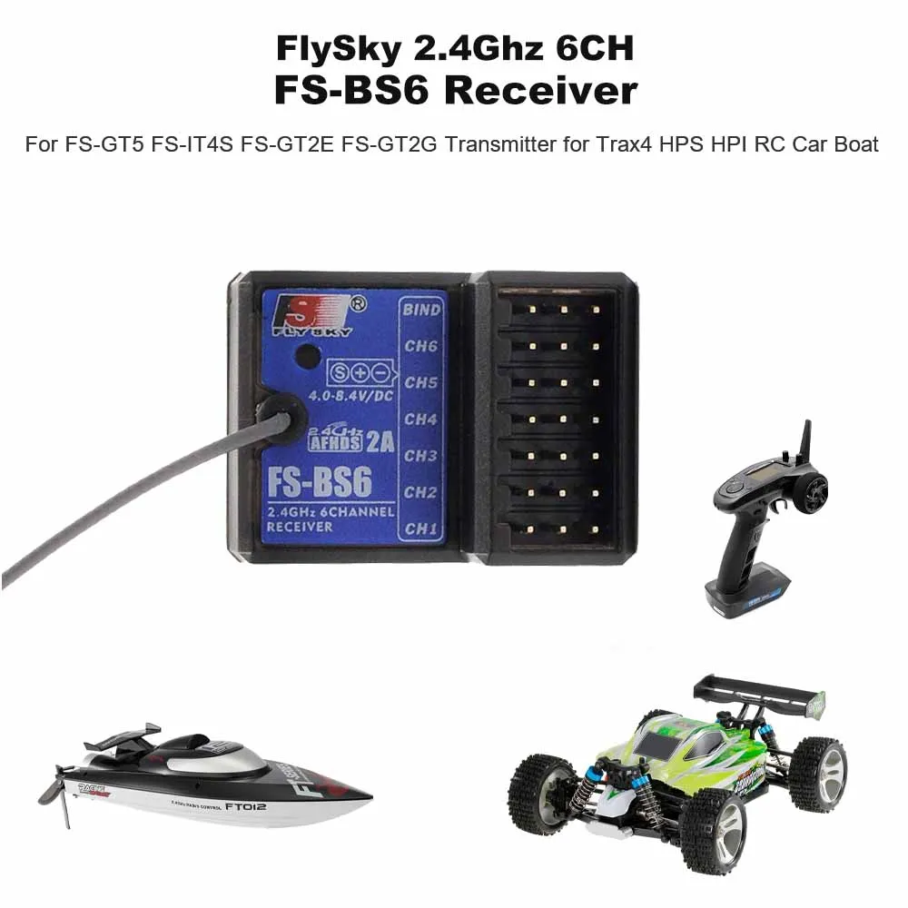 FlySky FS-BS6 استقبال 2.4Ghz 6CH AFHDS2 ل FlySky FS-GT5 FS-IT4S FS-GT2E FS-GT2G الارسال RC سيارة قارب FlySky استقبال