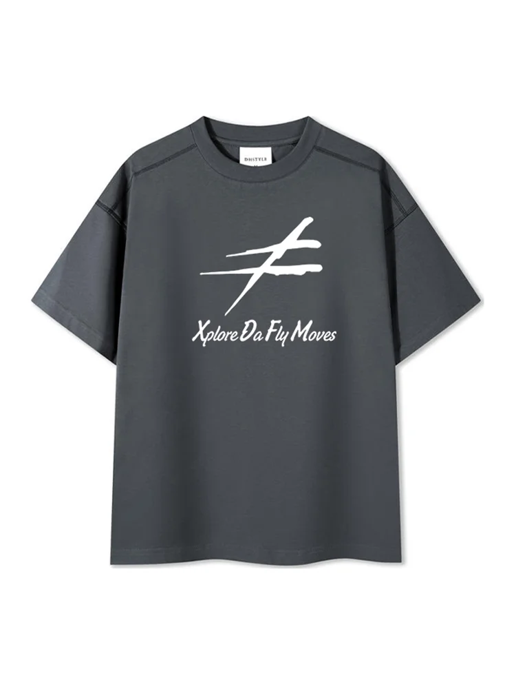 XDFM عادية الأبيض مطبوعة ort Sve تي شيرت الرجال Boting irt f Sve الشباب Faion فضفاضة تناسب محبوك قطنية عالية الجودة