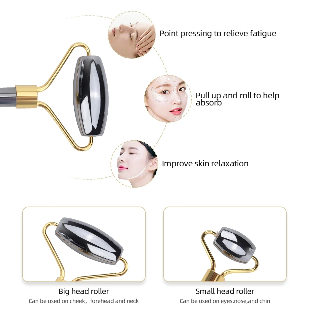 Tera hertz Gesichts massage gerät Roller Gua Sha Schaber Set Natur Tera hertz Stein Hautpflege Massage-Tool für Körper Hals Anti-Falten