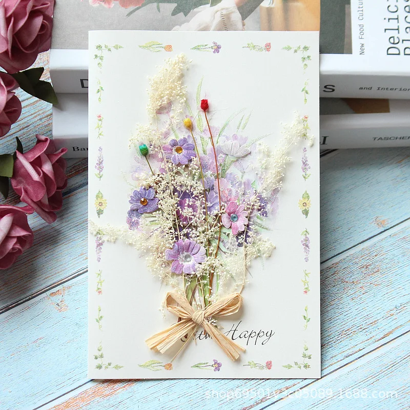 New Romantic Flower Birthday Christmas Card Greeting Cards Set Postcard Party Wedding Thank You Decorations Creative Girl Gifts