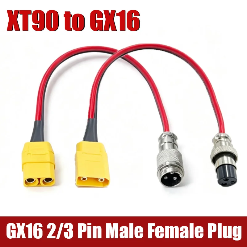 XT90 to 2 Pin GX16 Model Aircraft Connector GX16 3Pin Male Female Electric Vehicle Power Cord XT90 Battery Charging Output Cable