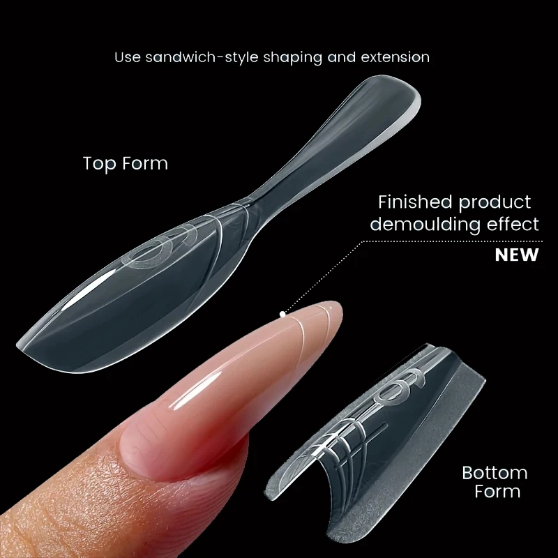 Moldes de Uñas de Doble Forma, 240 Piezas, Moldes Base y Superiores, Moldes para Uñas, Pueden Extender Uñas Rápidamente, No Se Necesitan Moldes de Papel, 15 Tamaños de Moldes de Plástico, Herramientas para Decoración de Uñas de Salón