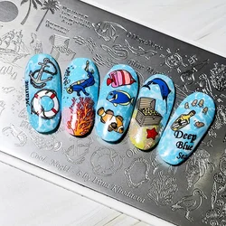 XMQ NAIL ART STAMPING PLATES DINOSAUR TEMPLATES OCEAN IMAGE PLATE