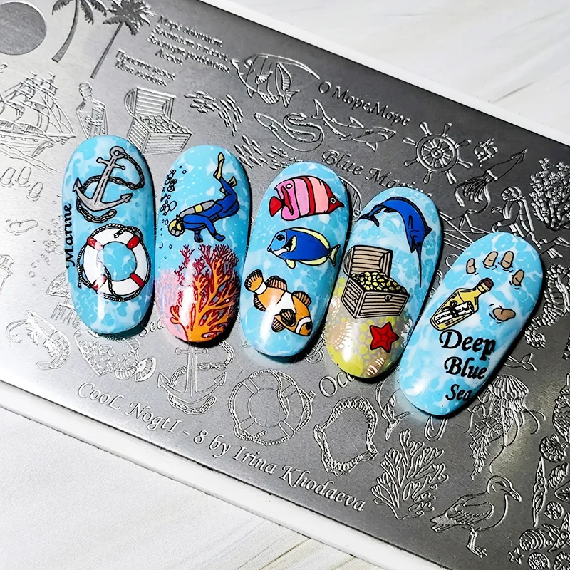 XMQ NAIL ART STAMPING PLATES DINOSAUR TEMPLATES OCEAN IMAGE PLATE