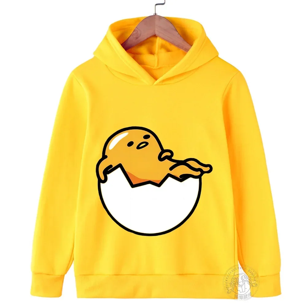 Cute Gudetama Hoodie Kids Spring/Autumn Clothes Girls Sweatshirts Spring Boys Long Sleeves Hoodies Sanrio Cartoon Hooded Tops