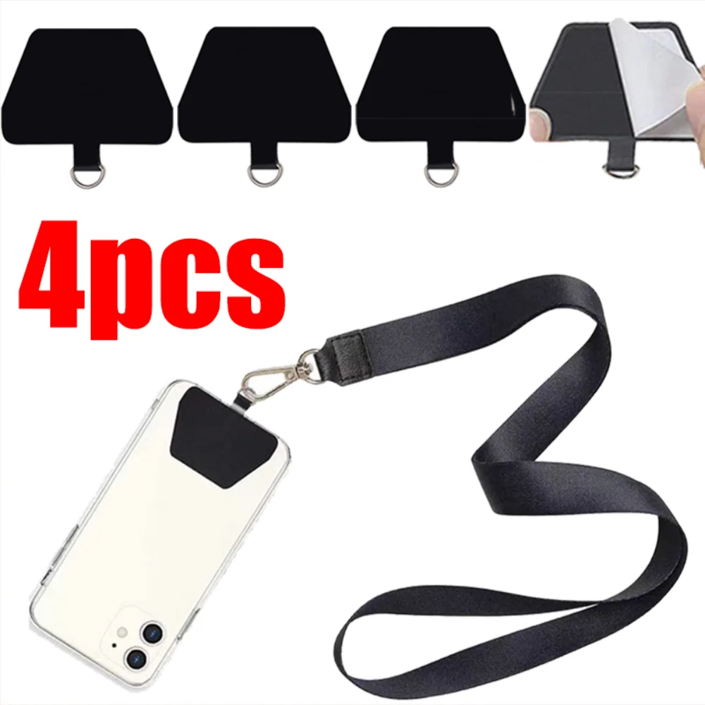 4-1p Universal Mobile Phone Lanyard Card Self-Adhesive Mobile Phone Replacement Sling Tether Card with Neck Rope Detachable Tabs