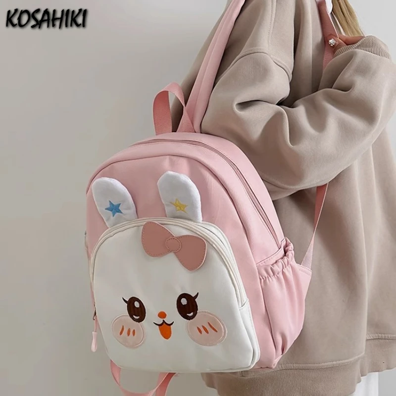 

Лоскутные рюкзаки Ins Kawaii Rabbit для девочек Y2k, эстетические повседневные дорожные сумки для женщин, модные универсальные милые школьные ранцы