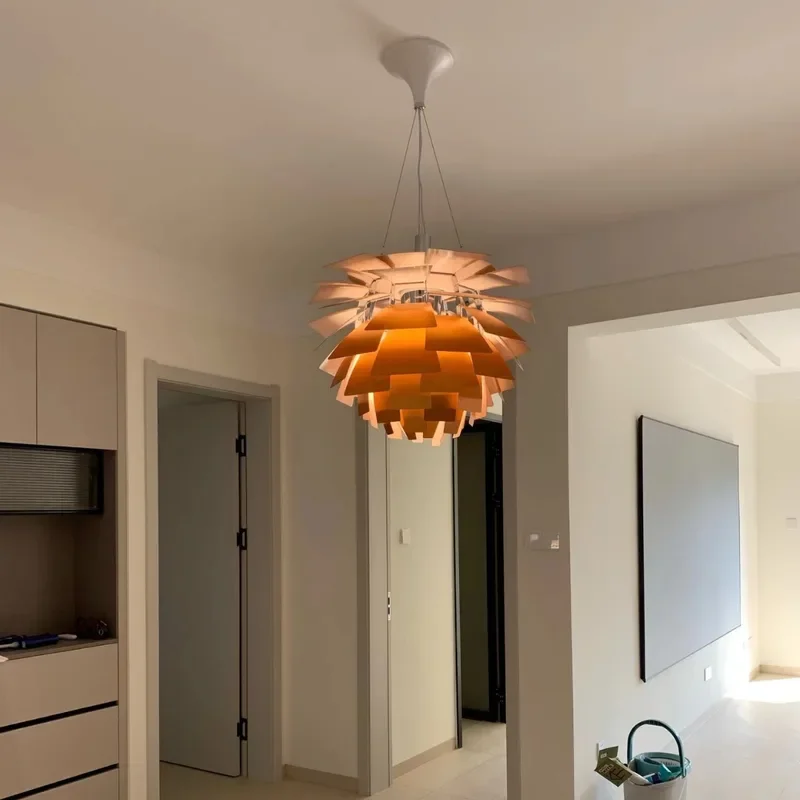 Artichoke Style Pinecone Pendant Light Modern LED Danish Design for Living Room Kitchen Home Decor Aluminum Hanging Chandelier