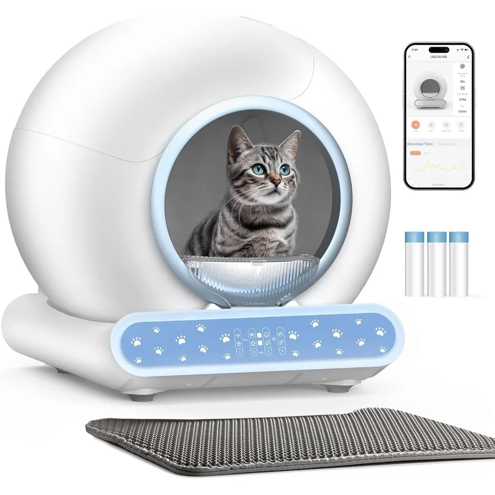 

Self Cleaning Litter Box,Integrated Safety Automatic Cat Litter Box Self Cleaning 65L+9L for Cats,App Control,Odor Removal